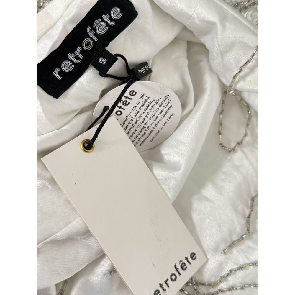 Retrofete Womens Cassandra Sequin Fringe Mini Dress White Size Small - Picture 14 of 15